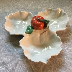 Vintage Italian Ceramic Tri-Leaf Shaped Dish