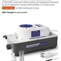 Aquastrong 1/38 HP 85 GPH HVAC Condensate Pump, 115V/230V, Automatic Safety Switch, AC Condensate Removal for Air Conditioner, Furnace, Dehumidifier, 