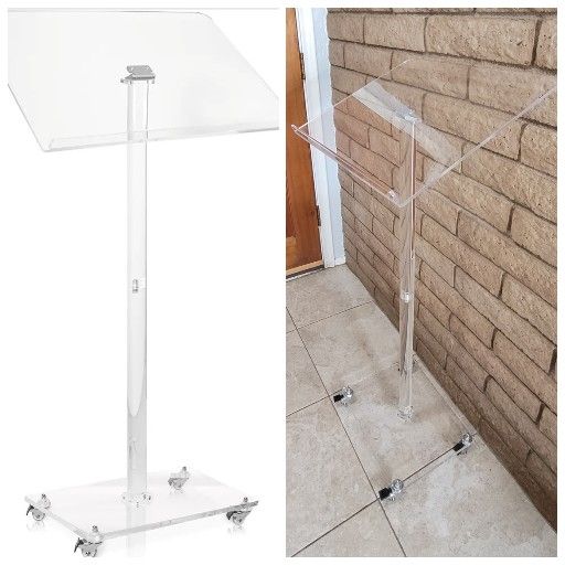 Rolling Premium Acrylic Podium Stand for Church / School / Office