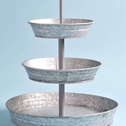 Galvanized 3 Tier Serving Tray
