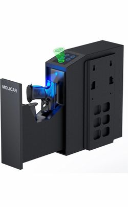 Biometric Gun Safe for Handgun Fingerprint 3 Ways Quick Access Slider Pistol Safe, Mounted Bedside Gun Lock Box for Nightstand, Bed, Desk, Wall, Dress