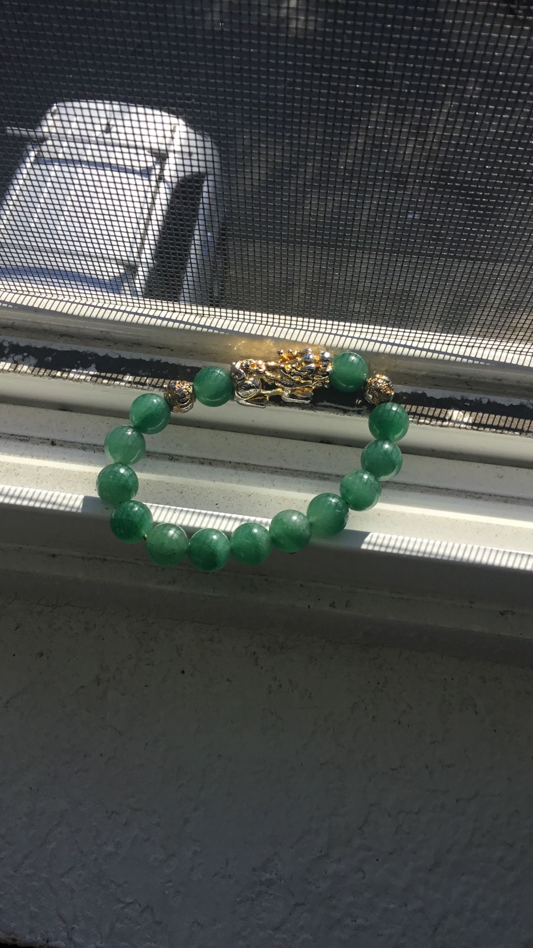 Authentic jade bracelet medium Green With Gold Dipped Dragon Head