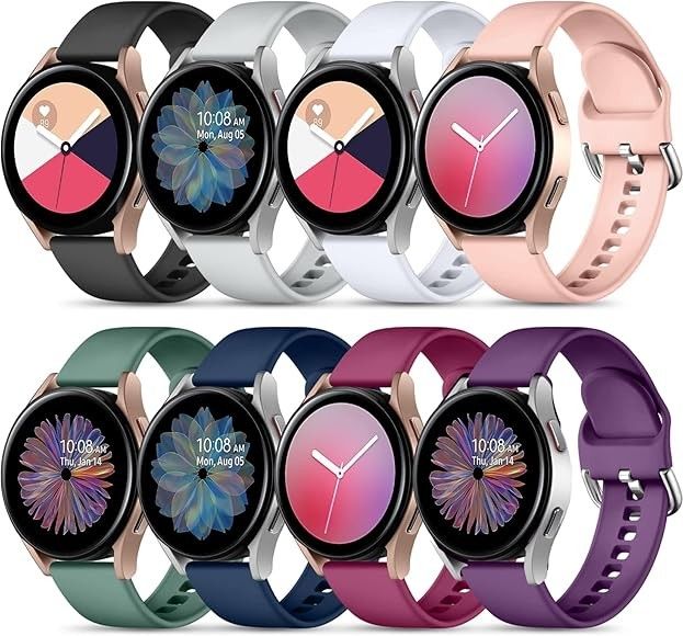 8 Pack Band Compatible with Samsung Galaxy Watch 7 6 5 4 Band 40mm 44mm,Galaxy Watch 5 Pro 45mm/Watch 6 4 Classic 42mm 46mm 43mm 47mm/Active 2/Watch 3