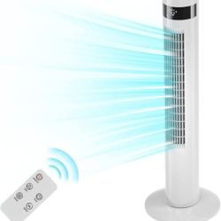 36 Inch Star Tower Fan Portable Electric Oscillating Fan Quiet Cooling Remote Control Standing Bladeless Floor Fans 3 Speeds Wind Modes Timer Bedroom 