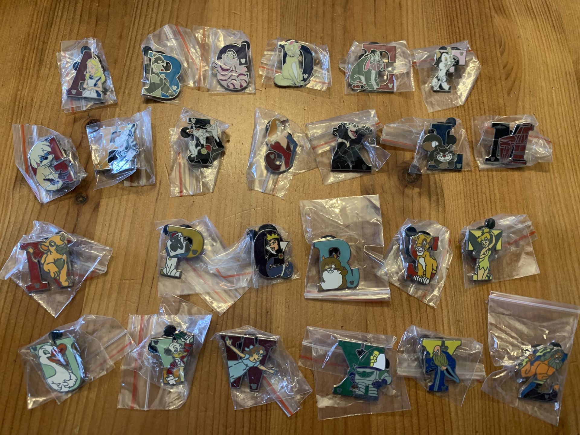 Disney Trading Pins - Alphabet series