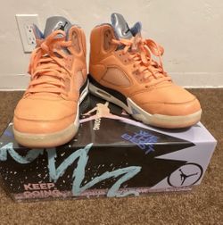 Nike Air Jordan Men’s High Top Lace-Up Athletic Sneakers Orange/Blue Casual
