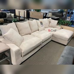 Beige corduroy 4 Pc modular sectional sofa