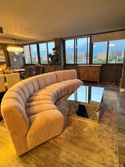 Sculptural Curved Velvet Sectional | Designer-Inspired Statement Sofa