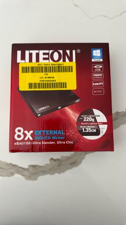 LITEON 8x External DVD CD Writer Ultra Slender  NEW