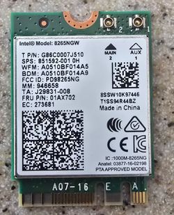 Intel 8265NGW wifi/wireless Card