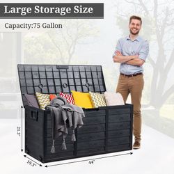 Large Outdoor Plastic Deck Storage Box caja de exteriores caja de almacenamiento 75 gallones patio outdoor deck box patio storage bin 🆕