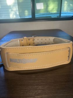 Multi-Grip Leather Weight Lifting Adjustable Unisex Belt Powerlift Tan