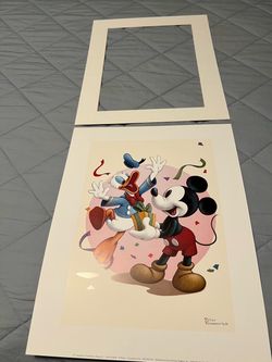 😀Disney Mickey & Donald Art Print with Mat