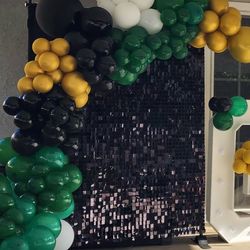 Shiny Black Square Sequin Shimmer Wall Party Photo Backdrop, 24sq.ft Active Spangle Wall Art Décor 24 Panels