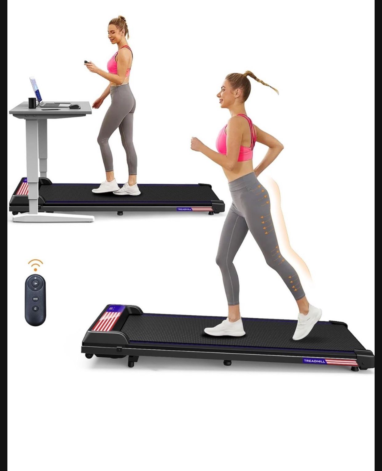 Walking Pad Under Desk Treadmill with Incline for Home and Office,Remote Control LED Display 3 in 1 Portable Mini Walking Jogging Machine