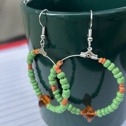 Handmade St. Patrick’s Day Hoop Earrings 