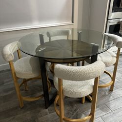 Glass Dining Table And Chair Set 