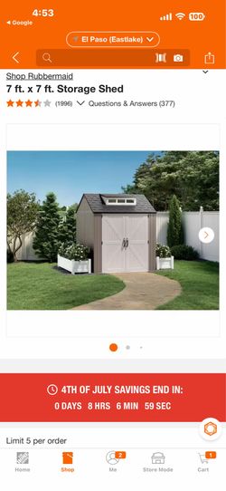 Rubbermaid 7 ft. x 7 ft. Storage Shed