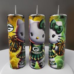 Green Bay Packers Football Hello Kitty Tumbler