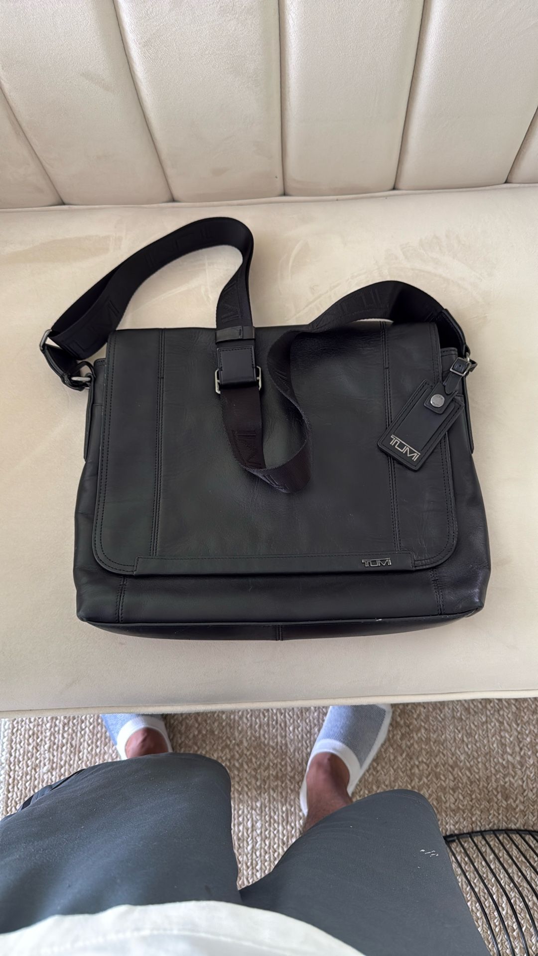 Tumi Leather Messenger Bag