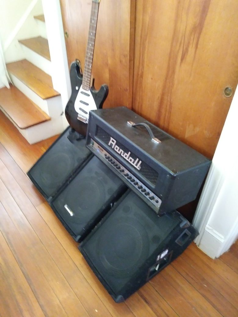 RH200 Randall guitar amp speakers and guitar