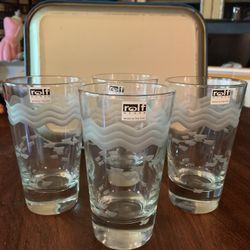 Set Of 4 Vintage Rolf Glass Drinking Glasses
