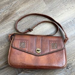 Vintage Tooled Leather Bag with Coin Purse