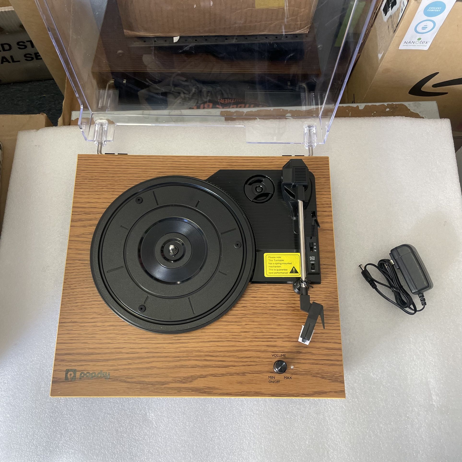 Record Player, Vintage Turntable 3-Speed Bluetooth Record Player with Speaker, Portable LP Vinyl Player, RCA Jack, Natural Wood