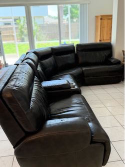 Havertys genuine leather power reclining sectional