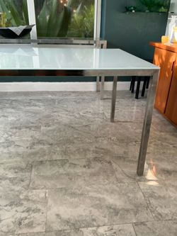 Glass Top Dining Table with Chrome Legs