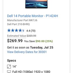 Dell Monitor 14”