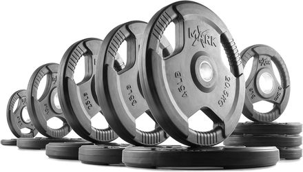 XMark Olympic Plates, Pairs and Sets, Olympic Weight Plates, Rubber Coated Olympic Weight Plate Set, Olympic Barbell Weight Set