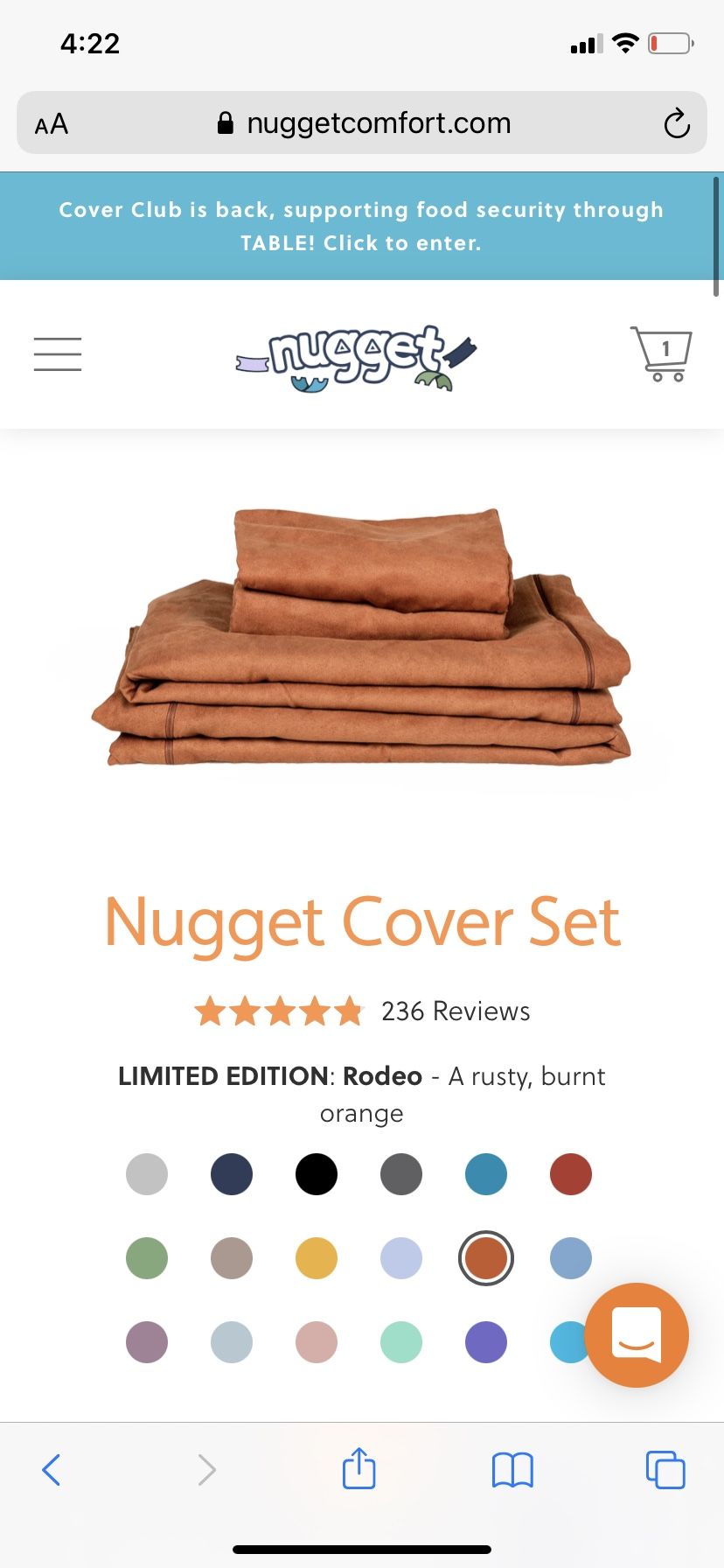 nugget couch rodeo full set cover only