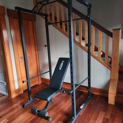 Circuit Fitness Power Cage/Squat Rack and Wellrun Adjustable Bench