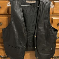 Coronado Leather Co Black Leather Biker Vest- Large