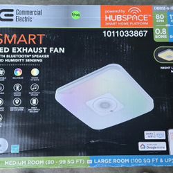 Commercial Electric Smart LED Exhaust Fan With Bluetooth Speaker And Humidity Sensing  Retail $199