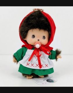 Monchhichi doll with cute outfit. Looks like “Punch” the monkey