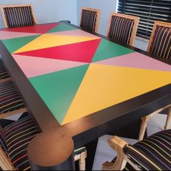 Vintage 1980's Memphis Design Style Dining Room Set-9 Piece 
