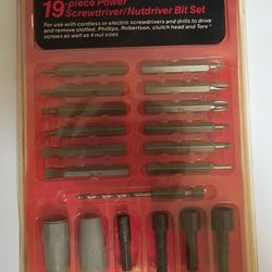 Vintage New Sears Craftsman 19pc Power Screwdriver/nutdriver Bit Set