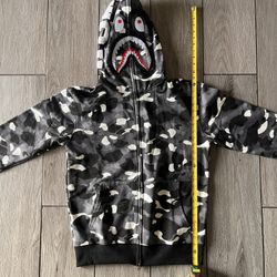 camo gray bape hoodie size large 