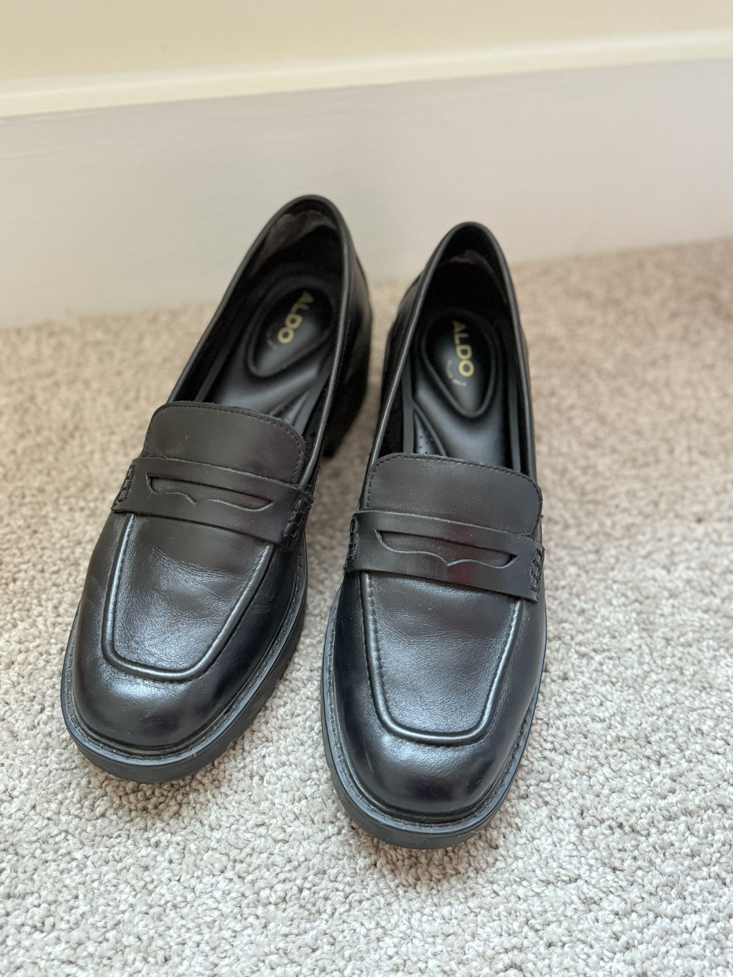 Custom Black Leather Loafers Aldo. Women size 40 / US 9.5