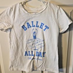 Old Navy Ballet All Day Dance Crew Girls T Shirt White Blue Size M 8