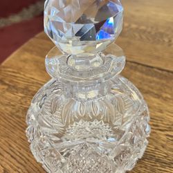 LARGE Cologne Perfume Bottle/ Decanter American Brilliant Cut Glass 7.5” Tall