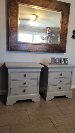 TWO BEAUTIFUL GRAY NIGHTSTANDS