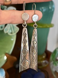 Vintage Sterling Silver Navajo Earrings 