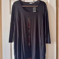 Black Tunic with Faux Inner Piece (Size 18)