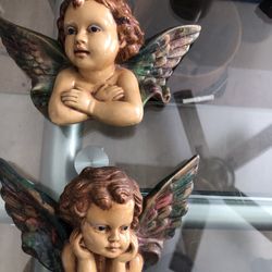 Vintage Pair 2 Baroque Cherub Angel