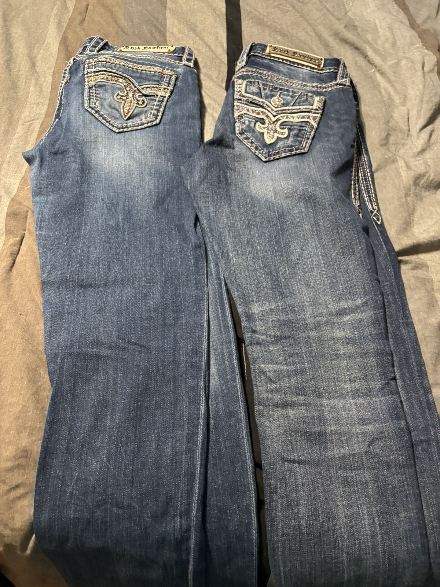 Womens Size 27 Rock Revival Easy Skinny Straight Leg Jean Lot