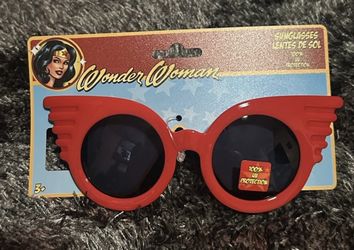 Toddler Wonder Woman Red Round Sunglasses Star Pattern UV Protection