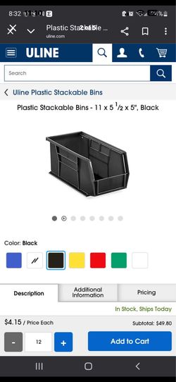 Uline plastic stackable bins